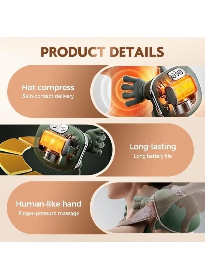 كوراكس تكييف الرقبة والكتفين مع التدفئة، ثلاثة مستويات تدليك، تكييف أنسجة عميقة 4D بدون سلك، وسادة تدليك شياتسو للرقبة والكتفين لتخفيف آلام الرقبة والعضلات الخلفية والساقين، هدية للرجال والنساء باللون الأخضر الداكن - Image 4